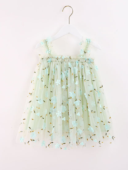 Vestido Infantil de Flores de Tul