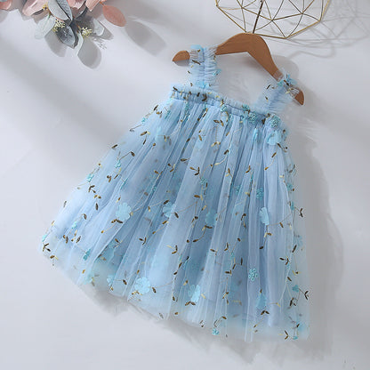 Vestido Infantil de Flores de Tul