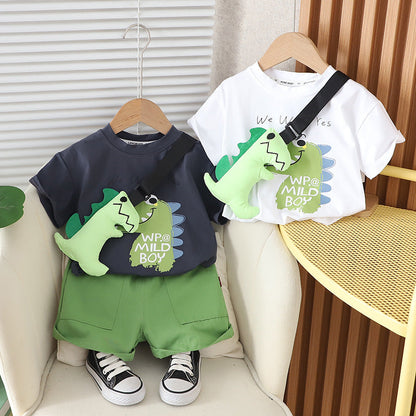 Conjunto de dinosaurios con bolsa.