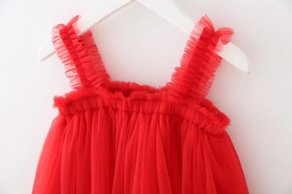 Vestido en tonos de rojo