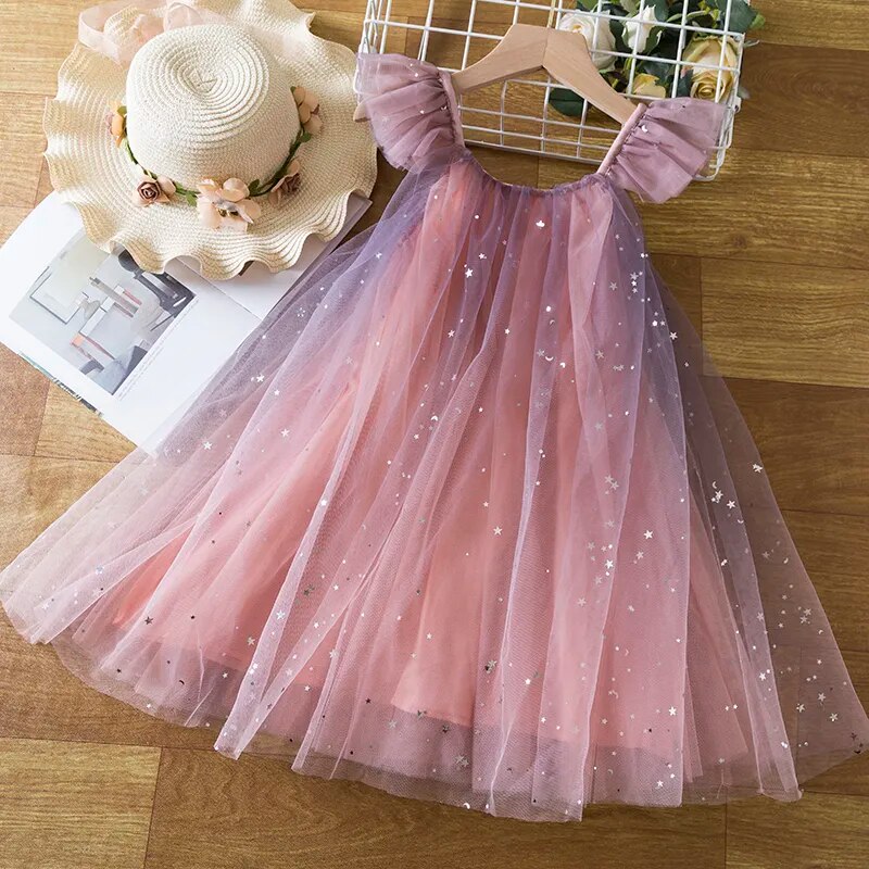 Vestido Infantil Tul Estrellas