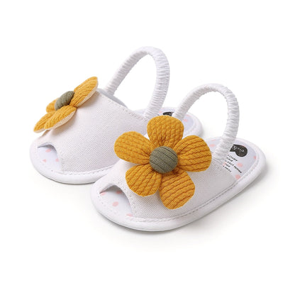 Chinelo Flores Chinelo Loja Click Certo Branco e Amarelo 0-6 Meses 11cm 