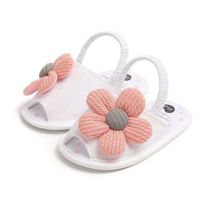 Chinelo Flores Chinelo Loja Click Certo Branco e Rosa 0-6 Meses 11cm 