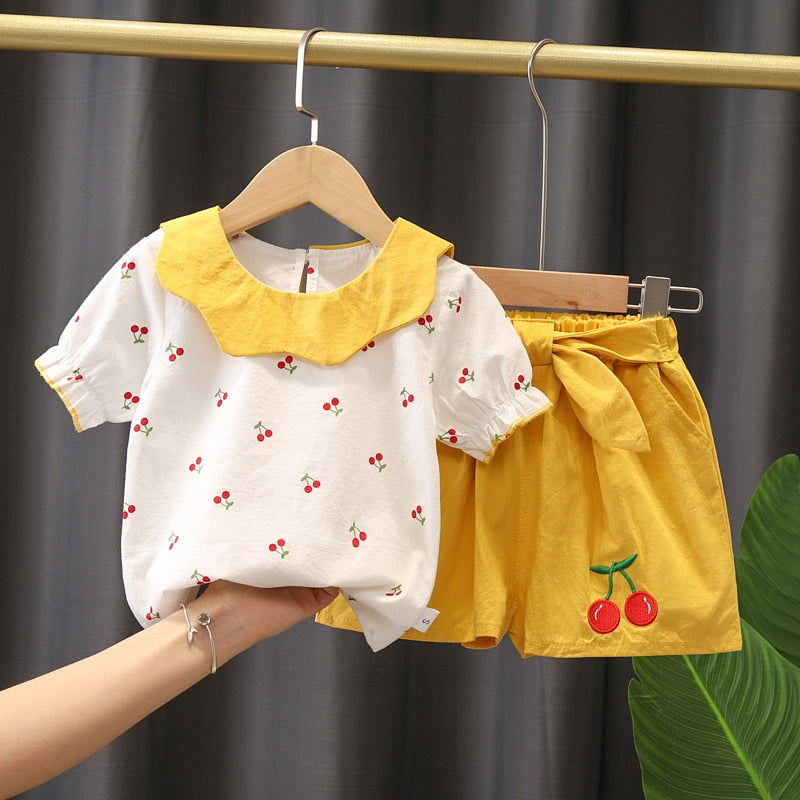 Conjunto Infantil Feminino Cerejinha Conjun Loja Click Certo Amarelo 12-24 Meses 