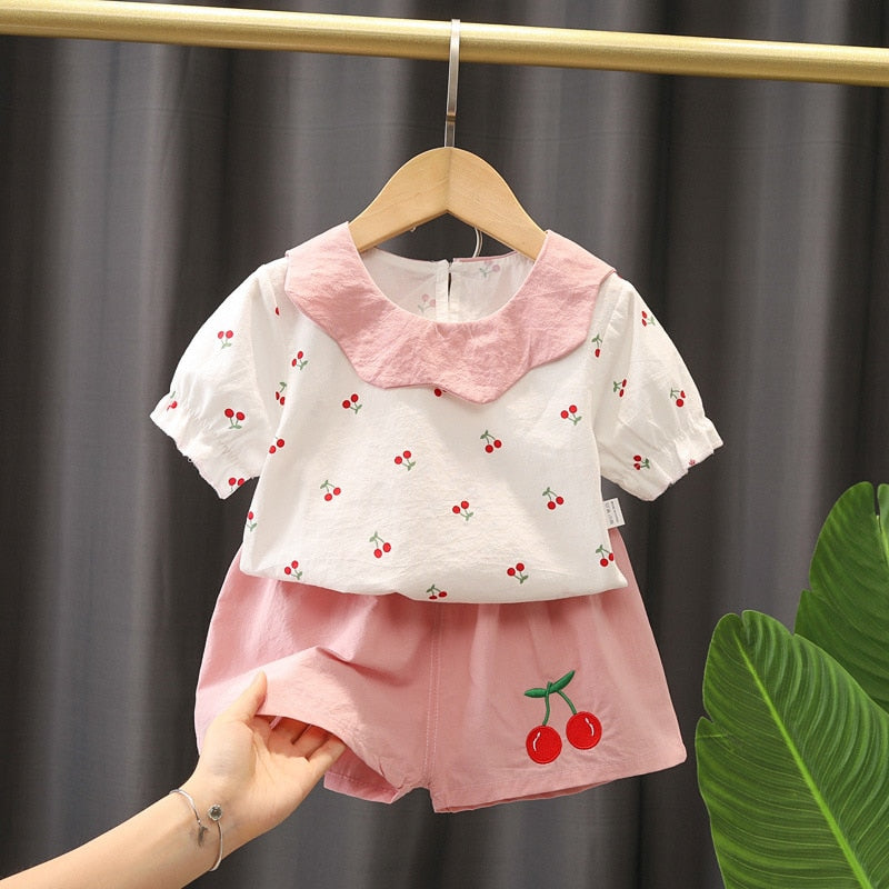 Conjunto Infantil Feminino Cerejinha Conjun Loja Click Certo Rosa 12-24 Meses 