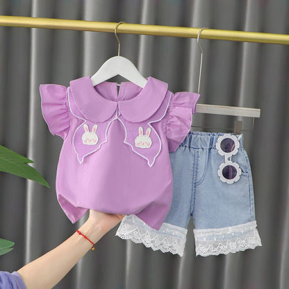 Conjunto Infantil Feminino Coelhinhos 0 Loja Click Certo Lilás 6-9 Meses 