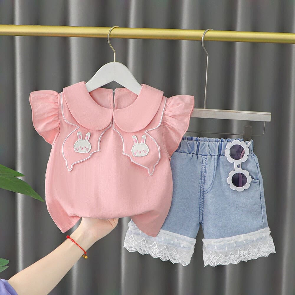 Conjunto Infantil Feminino Coelhinhos 0 Loja Click Certo Rosa 6-9 Meses 