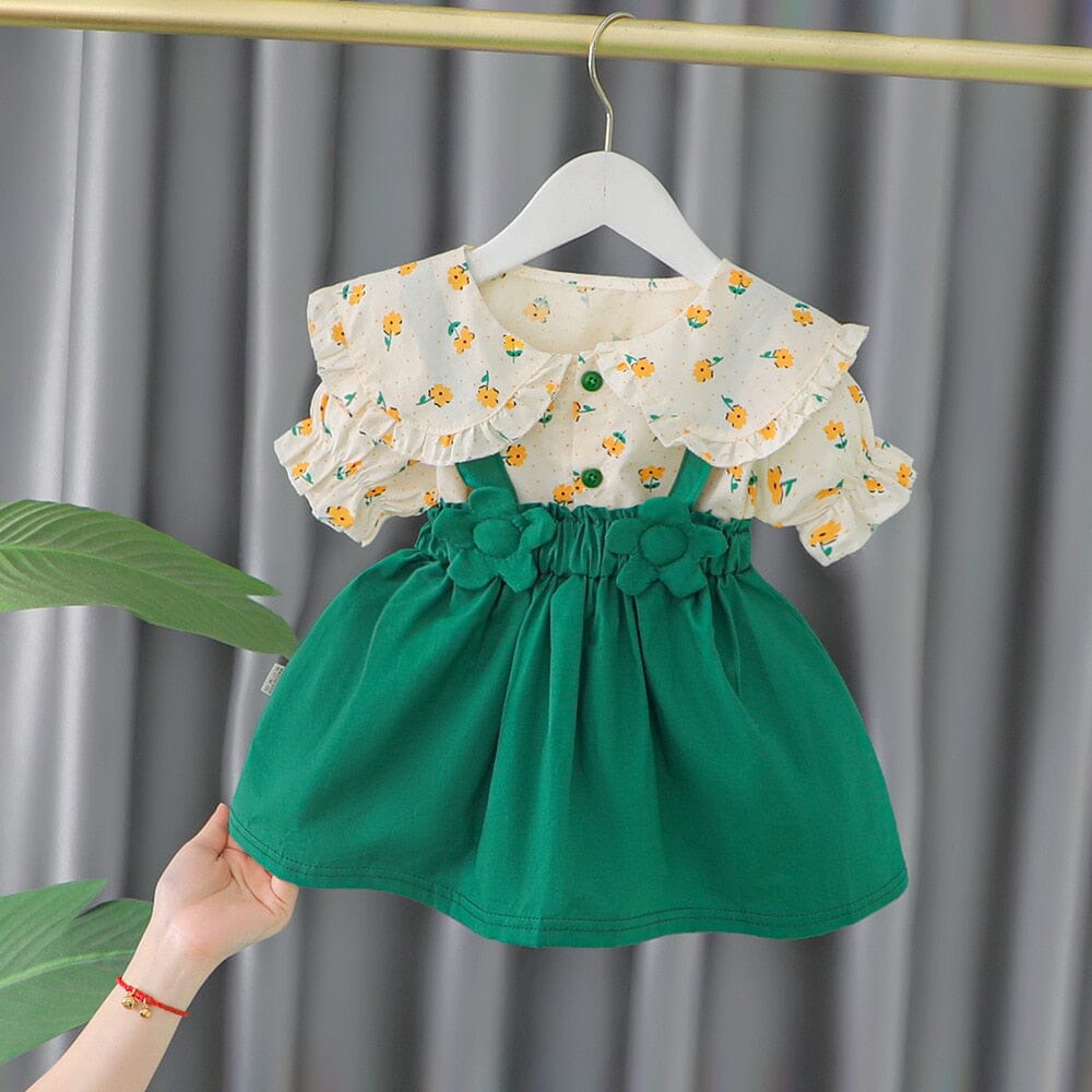 Conjunto Infantil Feminino Flores Loja Click Certo Verde 6-9 Meses 