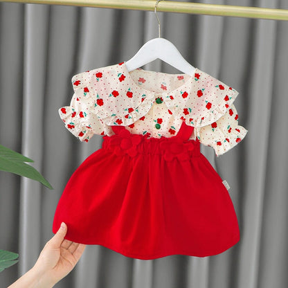 Conjunto Infantil Feminino Flores Loja Click Certo Vermelho 6-9 Meses 