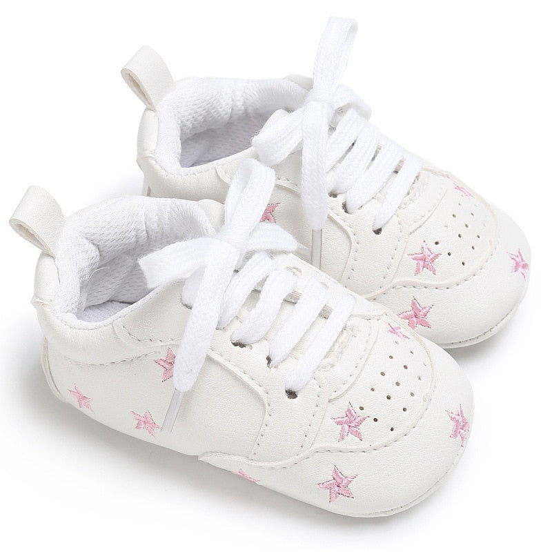 Tênis Bordado Tênis Loja Click Certo Estrelas Rosa 0-6 meses 11cm 