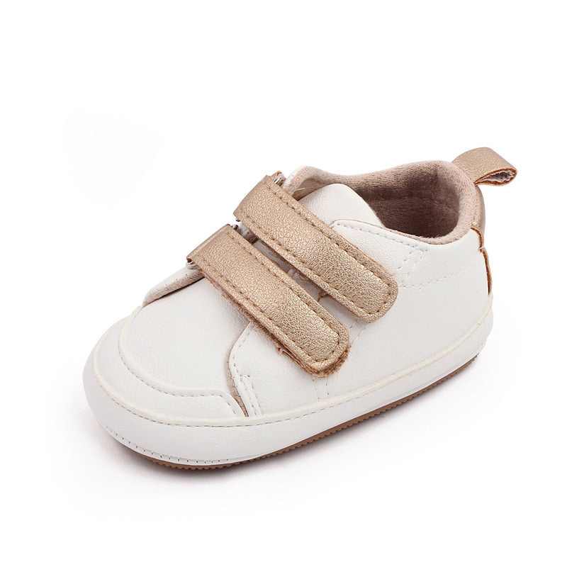 Tênis Velcro Duplo Tênis Loja Click Certo Branco e Dourado 0-6 Meses 11cm 