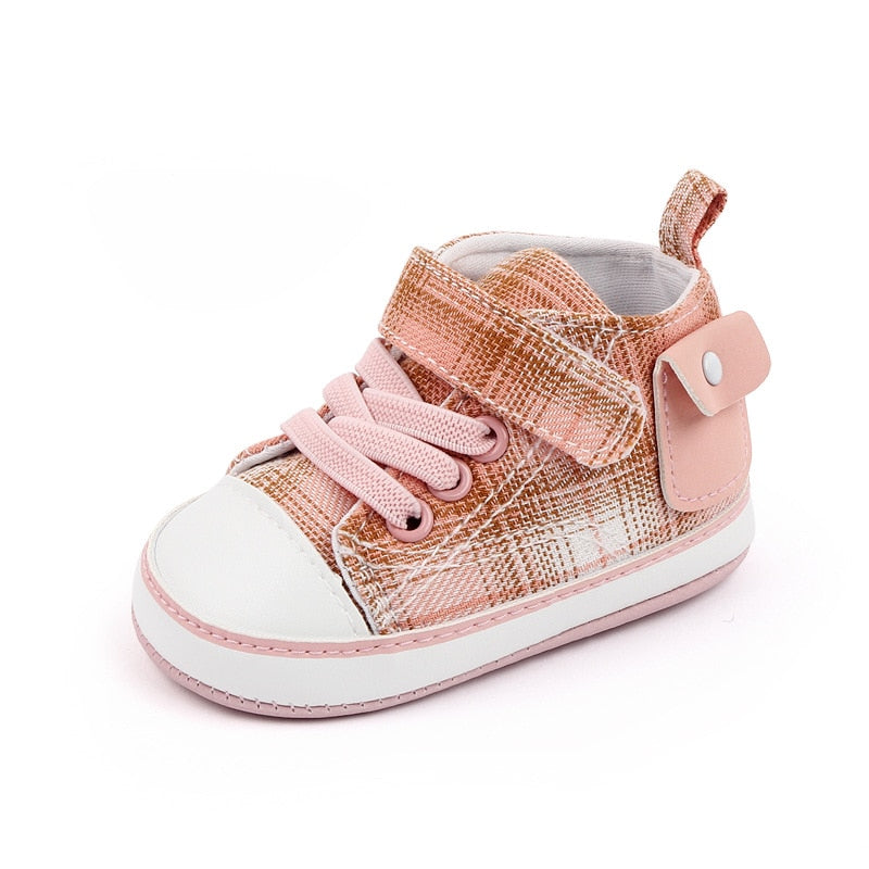 Tênis Velcro e Cadarço Loja Click Certo Rosa 0-6 meses 11cm 