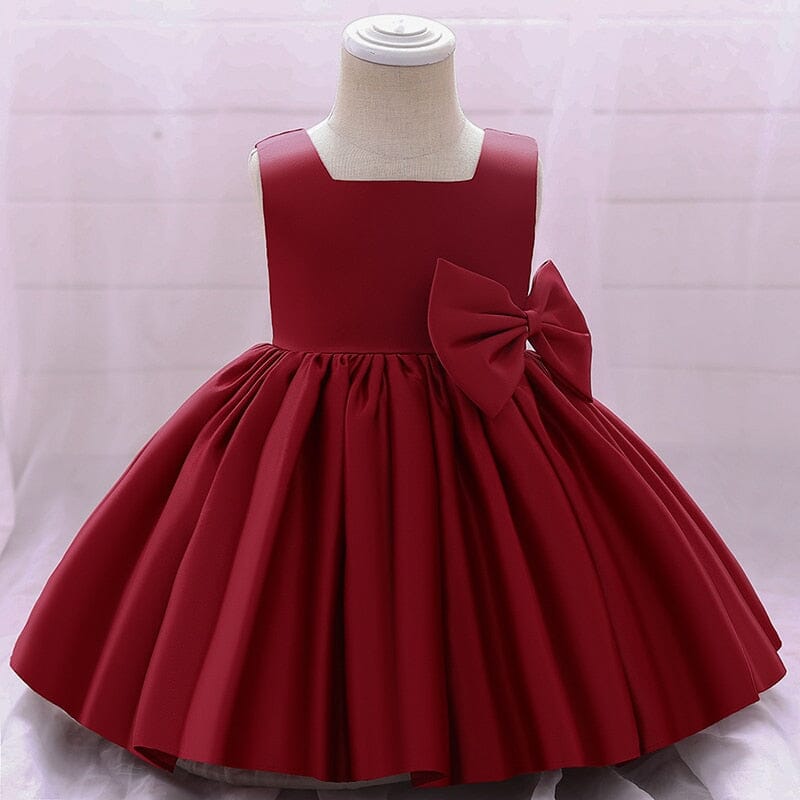 Vestido de Festa Infantil Laço Loja Click Certo Vermelho 0-3 Meses 