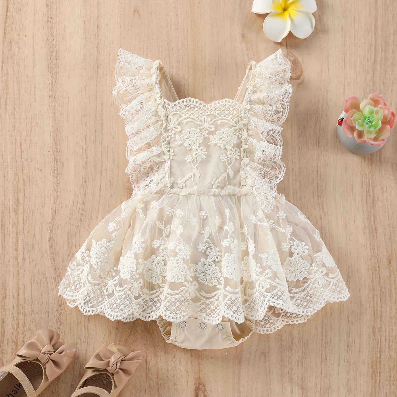 Vestido Infantil Renda e Tule vestido Loja Click Certo 0-3 meses 30cm 