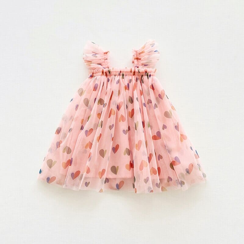 Vestido Infantil Tule Coraçõeszinhos Loja Click Certo 