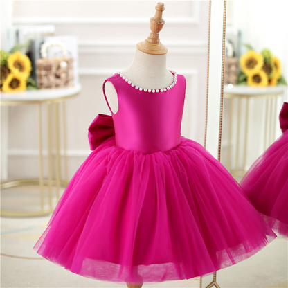 Vestido de Festa Infantil Laço Rosa