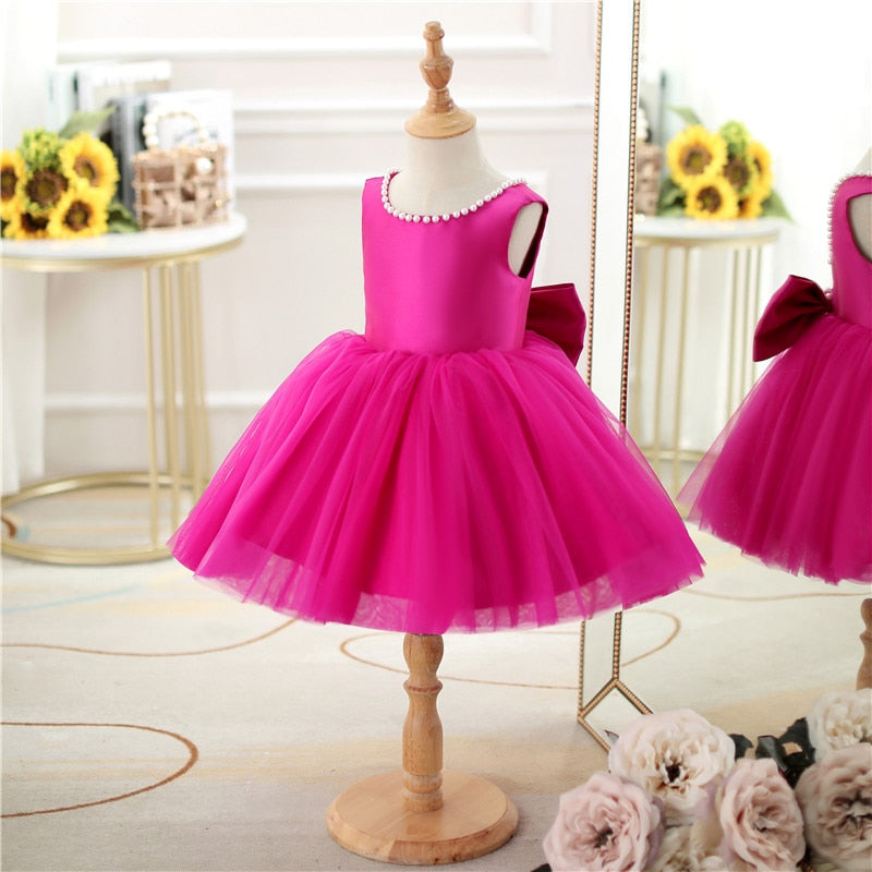 Vestido de Festa Infantil Laço Rosa