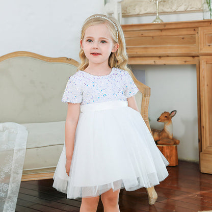 Vestido de festa com glitter e tule