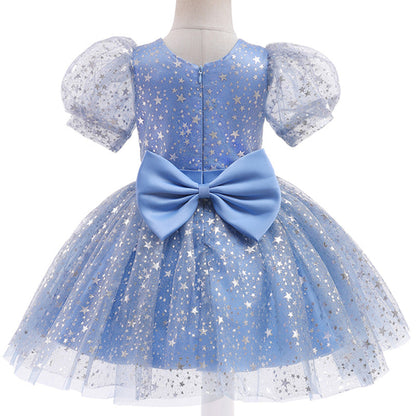 Vestido de festa infantil estrelinhas 