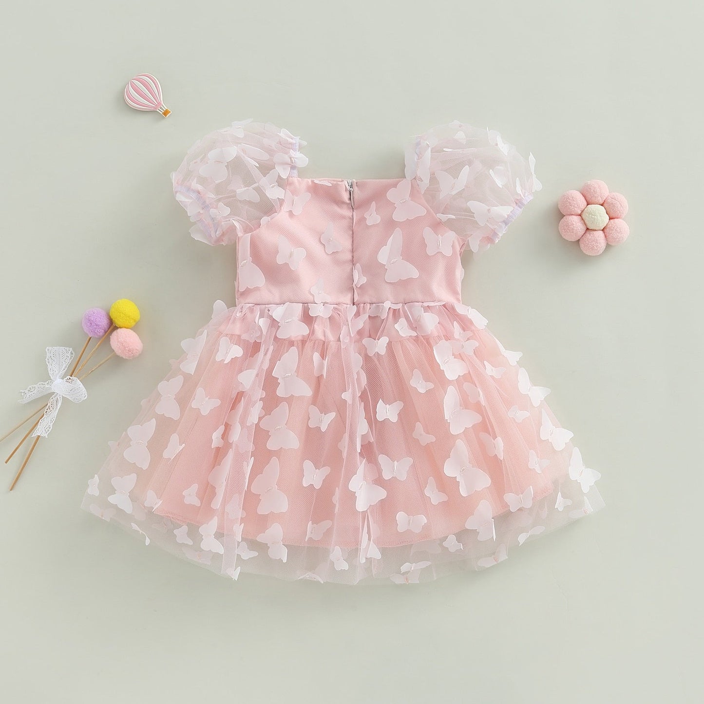 Princess dress, tulle dress with puffed sleeves Butterfly