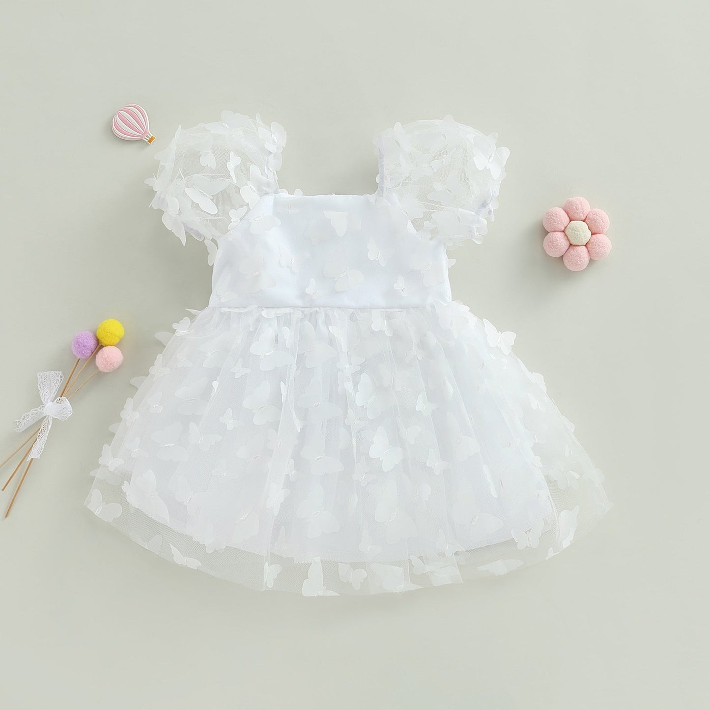 Princess dress, tulle dress with puffed sleeves Butterfly