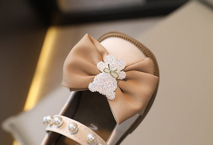 Children's Shoes Woman Pearls and Bow