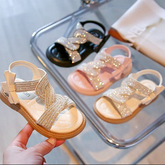 Women's Children's Sandal with Lace and Rhinestones