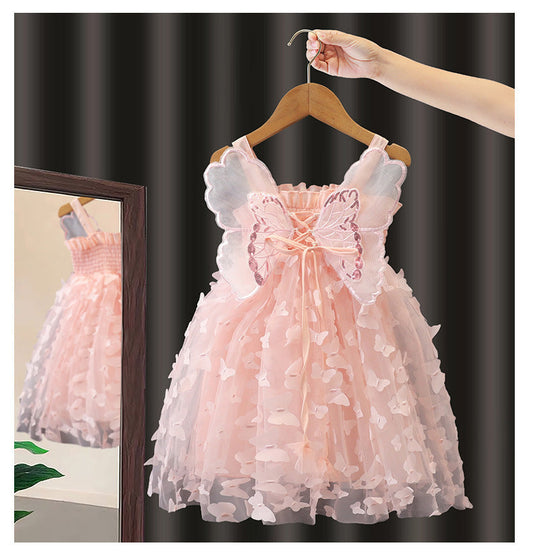 Vestido infantil com asas de borboleta