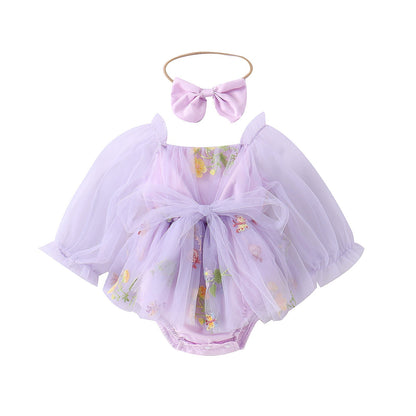 Body Infantil Tul Floral + Lazo