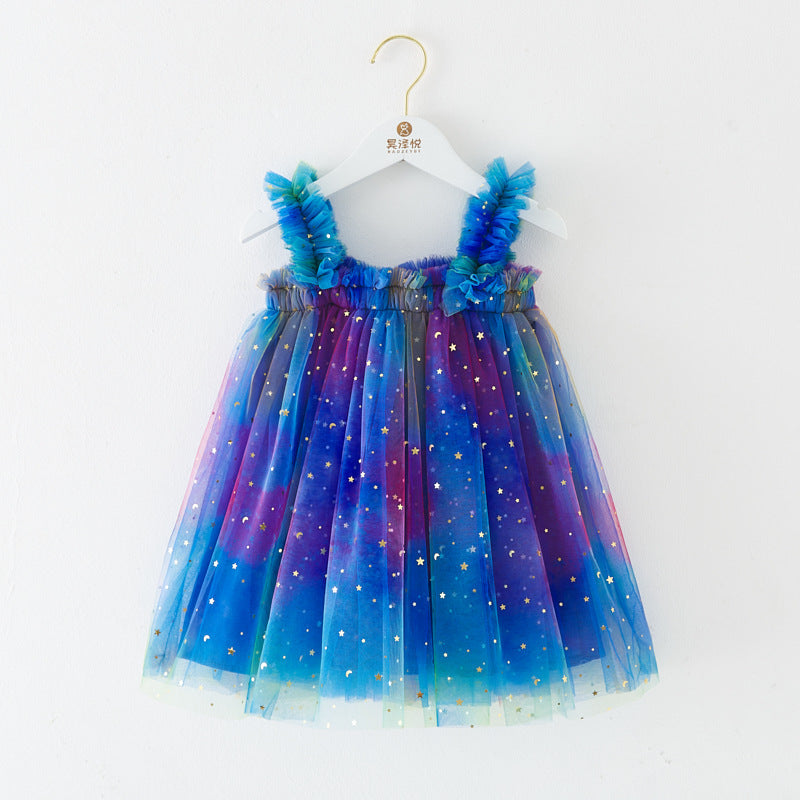 Feminino Tule Neon Estrelinhas Children's Dress