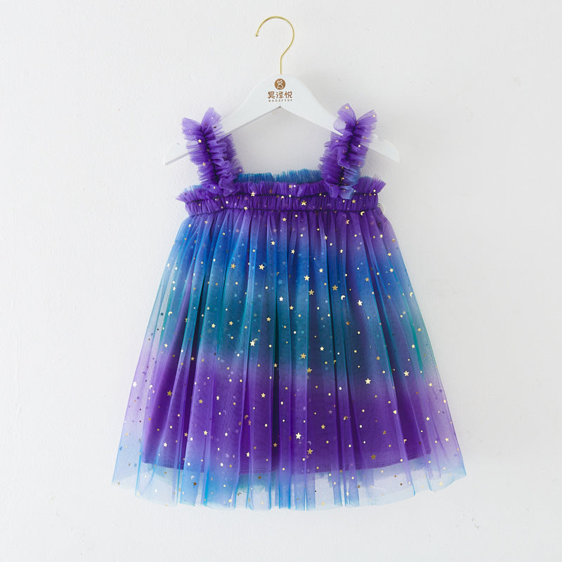 Feminino Tule Neon Estrelinhas Children's Dress