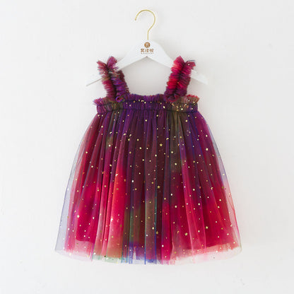 Feminino Tule Neon Estrelinhas Children's Dress