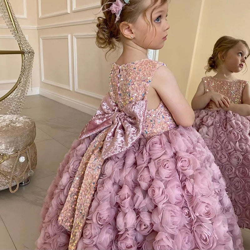 Vestido de festa infantil flor de tule