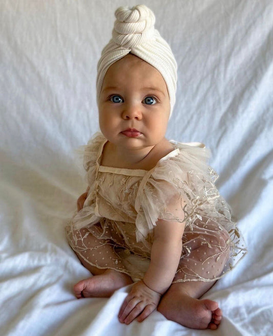 Body Infantil Feminino Bege Vintage